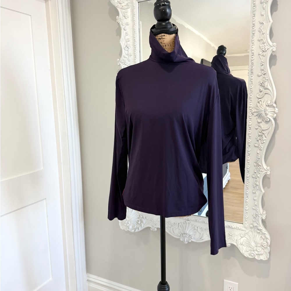 Prada Women’s Purple Women's Turtleneck Blouse Dress Logo Top